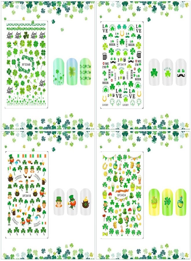 KRTBKR St. Patrick’s Day Nail Stickers 3D Self-Adhesive Shamrock Nail Art Stickers Clover Irish Green Dwarf Gold Hat Design St Patricks Day Nail Decals Nail Art Supplies for Women Acrylic Nails Decorations - Image 5